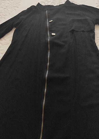 Fermuarlı Siyah Uzun Kadın Kap - Görsel 5