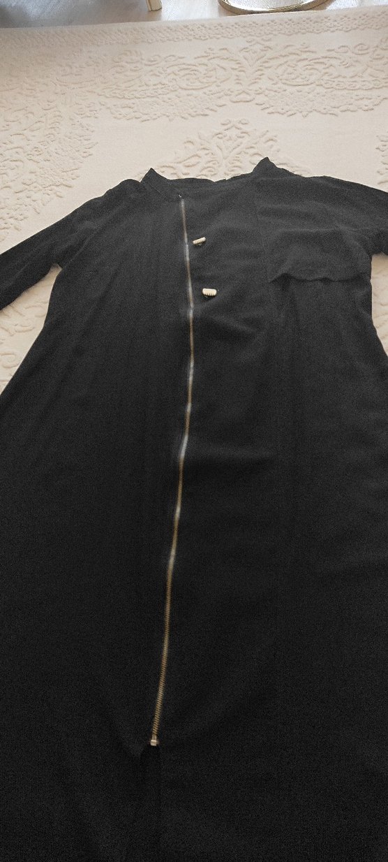 Fermuarlı Siyah Uzun Kadın Kap - Görsel 5