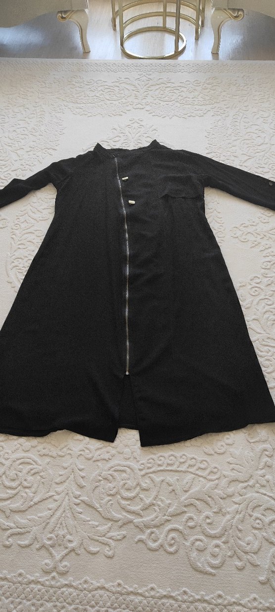 Fermuarlı Siyah Uzun Kadın Kap - Görsel 3