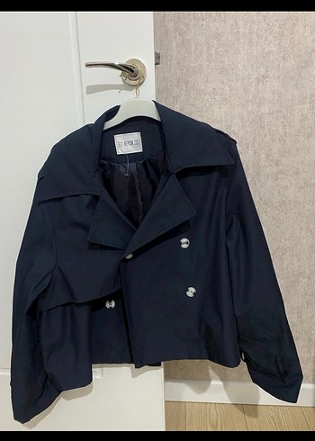 Zara Lacivert Mini Kadın Trençkot