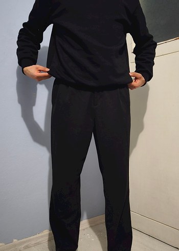 Siyah erkek palazzo pantolon 
oversize. - Görsel 5