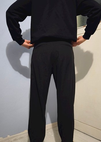 Siyah erkek palazzo pantolon 
oversize. - Görsel 4