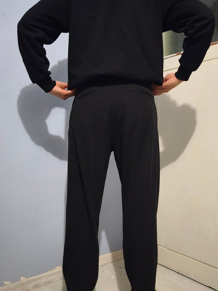 Siyah erkek palazzo pantolon 
oversize. - Görsel 4