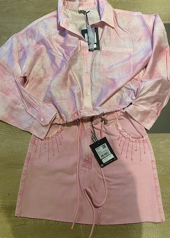 Twist Pastel Pembe İki Parcali Sik Takim
