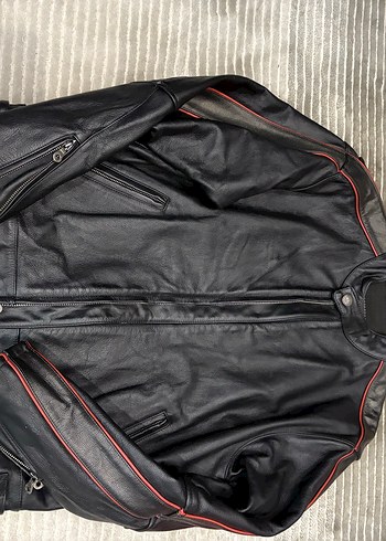 Harley Davidson Deri Siyah Biker Ceket - Görsel 5