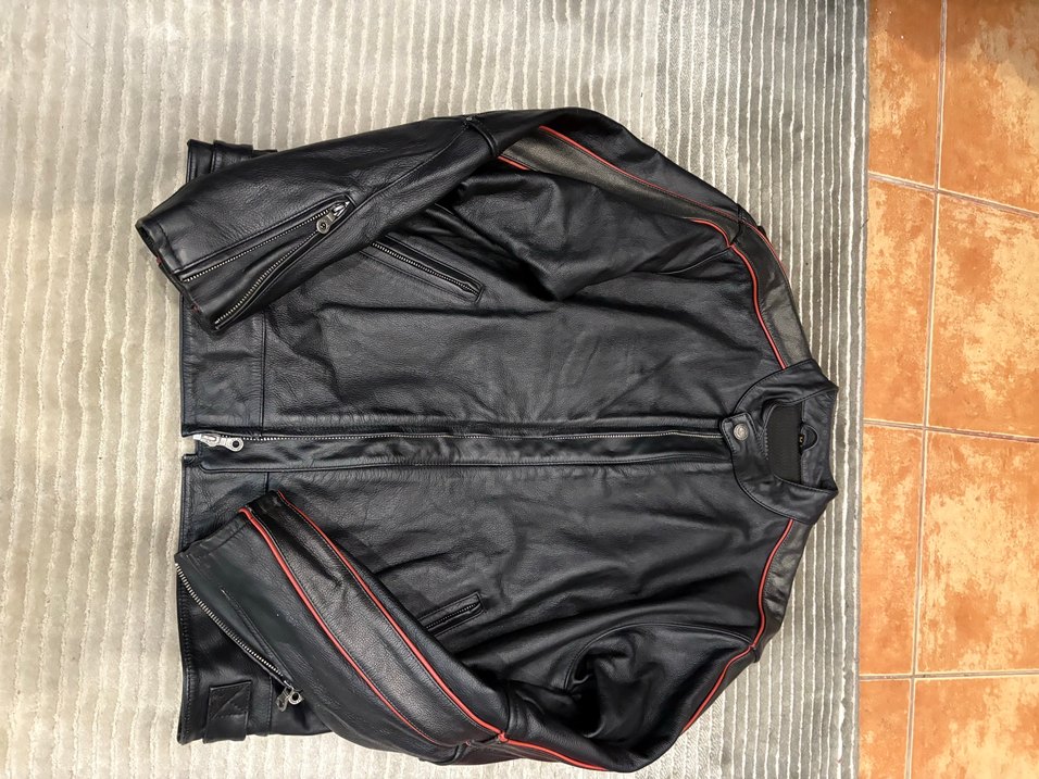 Harley Davidson Deri Siyah Biker Ceket - Görsel 5