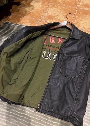 Levis Vintage Kahverengi Deri Biker Ceket - Görsel 3
