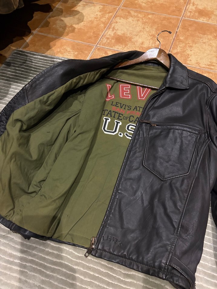 Levis Vintage Kahverengi Deri Biker Ceket - Görsel 3