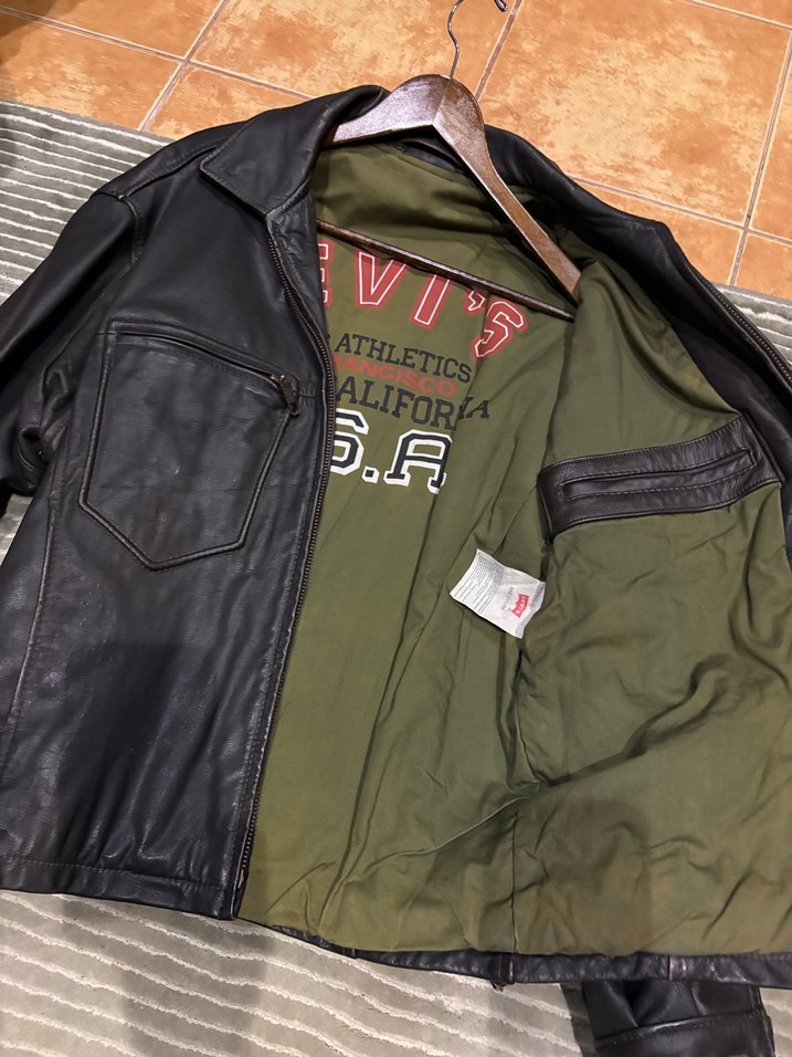 Levis Vintage Kahverengi Deri Biker Ceket - Görsel 2
