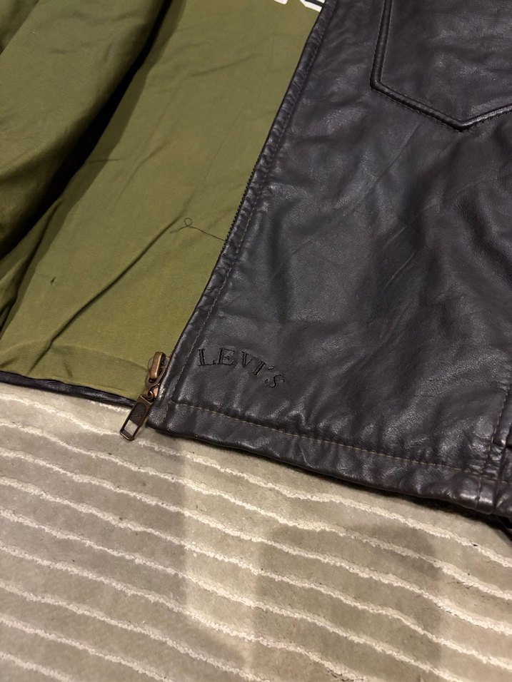 Levis Vintage Kahverengi Deri Biker Ceket - Görsel 4