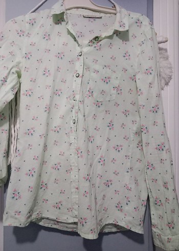 LC Waikiki LCW Casual Beyaz Çiçekli Kısa Kollu Gömlek
