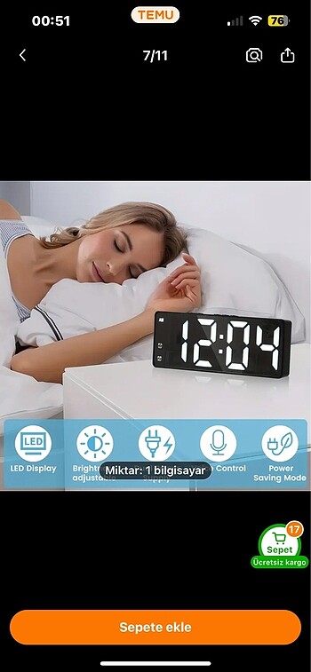 USB/Pil ile Çalışan Dijital Saat Renkli LED Alarm Saati Masa Saa