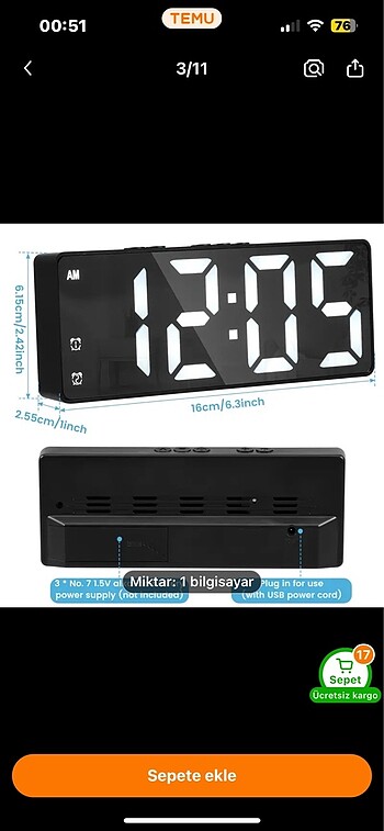 Beden beyaz Renk USB/Pil ile Çalışan Dijital Saat Renkli LED Alarm Saati Masa Saa