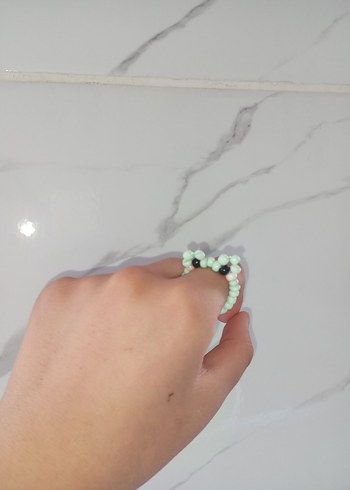 Turkuaz Boncuklu Minimalist Yüzük