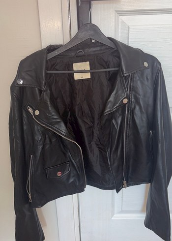 Kadın Siyah Deri Biker Ceket