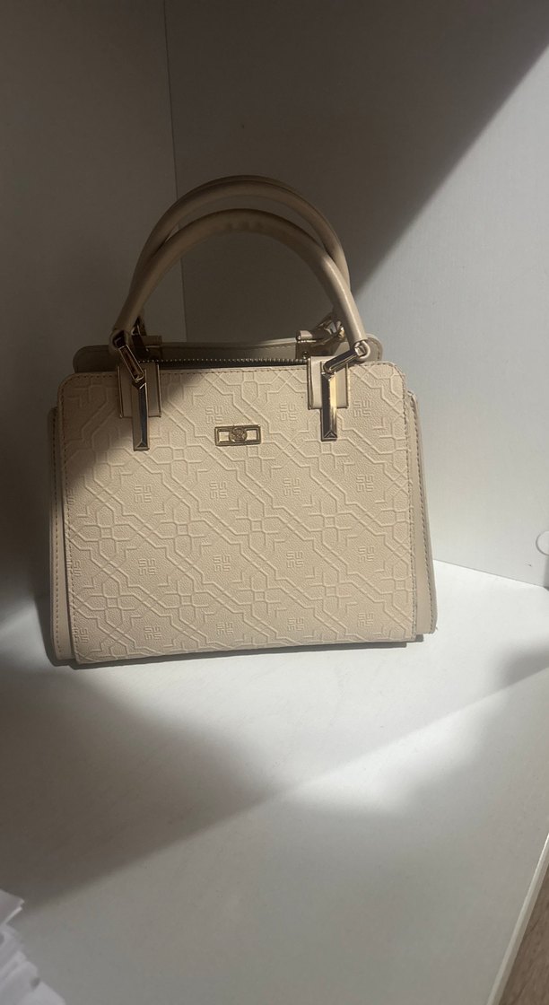 SETREMS Bej Deri Kadın Çanta - Görsel 2