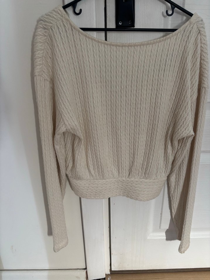 Bej Kadın Triko crop - Görsel 2