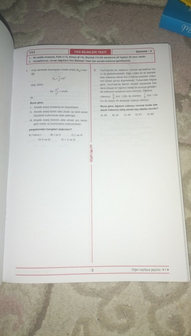 TYT Fen Bilimleri Fasikül 7 Deneme Sınavı - Görsel 3