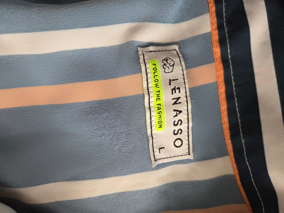 Düğmeli Çizgili Erkek Gömlek - Görsel 2