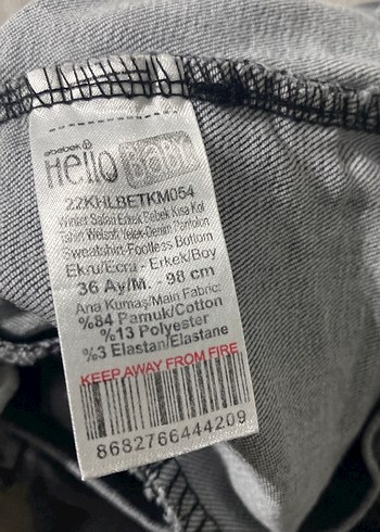 24-36 Ay Beden Gri Erkek Çocuk Kot Pantolon