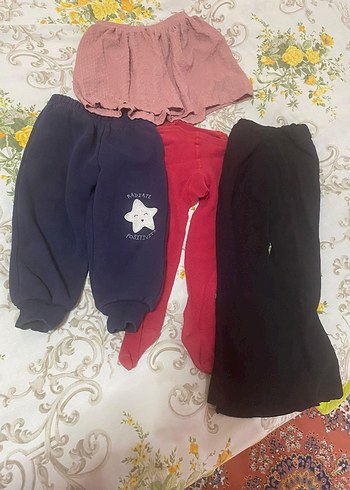 Kız Çocuk Çok Renkli Rahat Eşofman ve Tayt Seti
