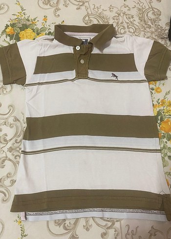 Bej Çizgili Erkek Polo Tişört