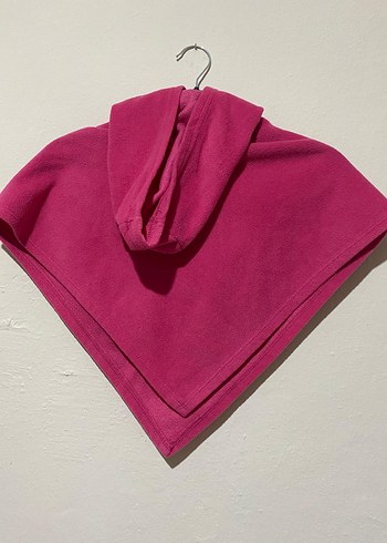 Kapüşonlu Nakışlı Kız Çocuk Panço - Görsel 3