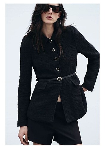 ZARA DOKULU KEMERLİ CEKET