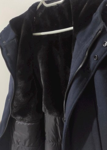 Erkek Lacivert Kürklü Kaban - Görsel 4