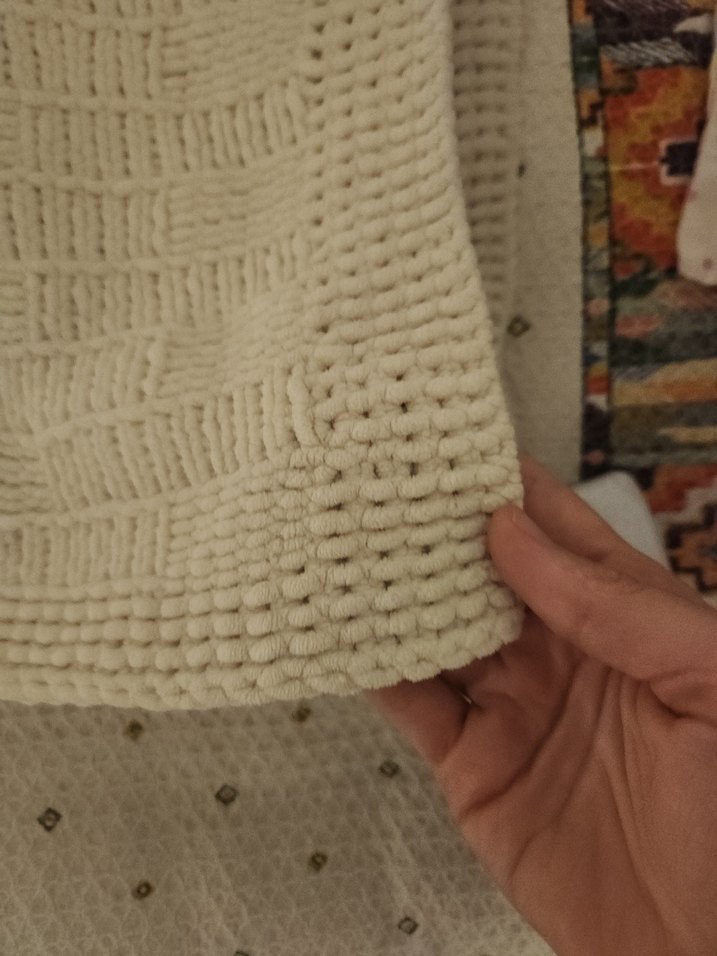 Bej Örgü Çocuk Battaniyesi ve Yastık kılıfı - Görsel 2