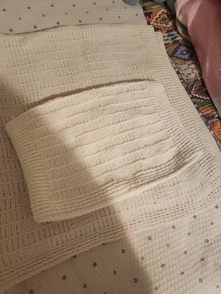 Bej Örgü Çocuk Battaniyesi ve Yastık kılıfı - Görsel 3