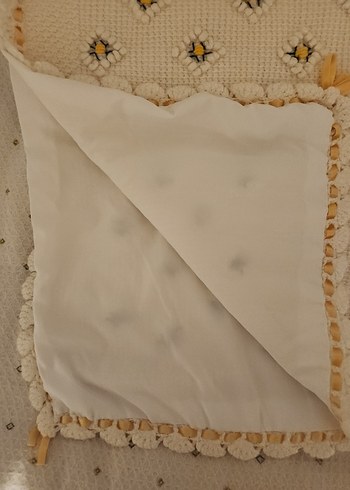 Nakışlı Örgü Beyaz Bebek Battaniyesi - Görsel 4