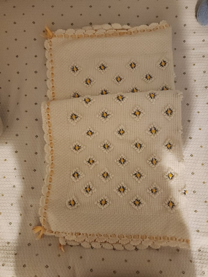 Nakışlı Örgü Beyaz Bebek Battaniyesi - Görsel 2