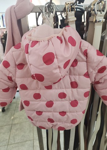 pembe puantiyeli kiz bebek mont - Görsel 2