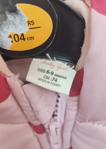 pembe puantiyeli kiz bebek mont - Görsel 3