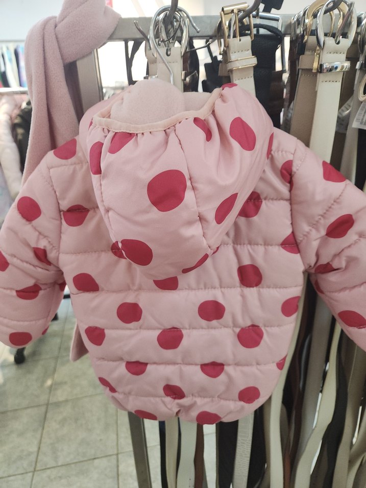 pembe puantiyeli kiz bebek mont - Görsel 2