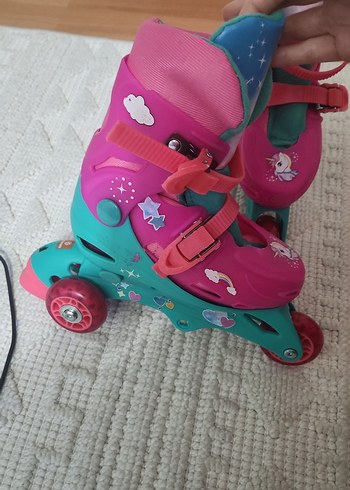 Kız Çocuk Pembe Unicorn Desenli Tokalı Paten - Görsel 2