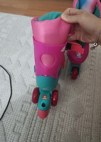 Kız Çocuk Pembe Unicorn Desenli Tokalı Paten - Görsel 3