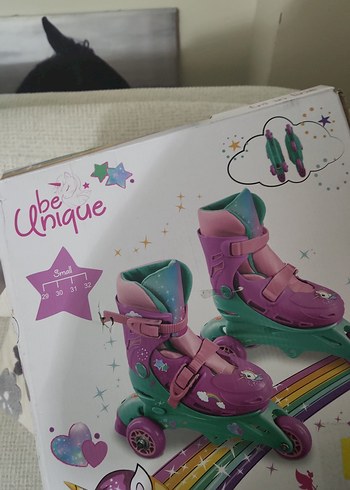 Kız Çocuk Pembe Unicorn Desenli Tokalı Paten - Görsel 5