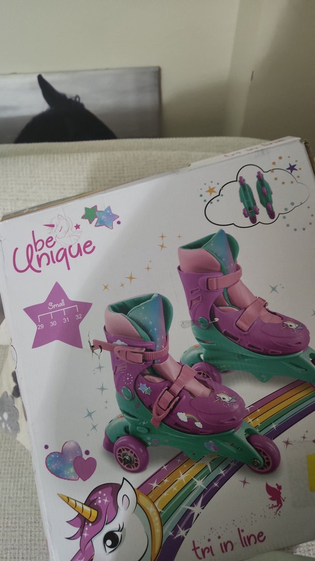 Kız Çocuk Pembe Unicorn Desenli Tokalı Paten - Görsel 5