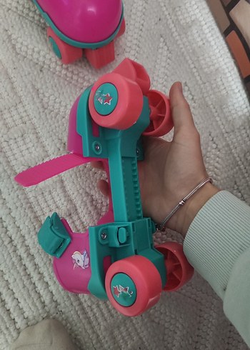 Kız Çocuk Pembe Unicorn Desenli Cırt Cırtlı paten - Görsel 4