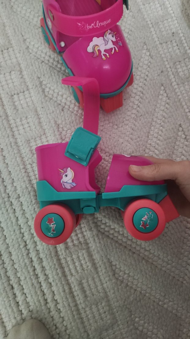 Kız Çocuk Pembe Unicorn Desenli Cırt Cırtlı paten - Görsel 2