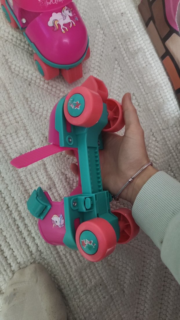 Kız Çocuk Pembe Unicorn Desenli Cırt Cırtlı paten - Görsel 4