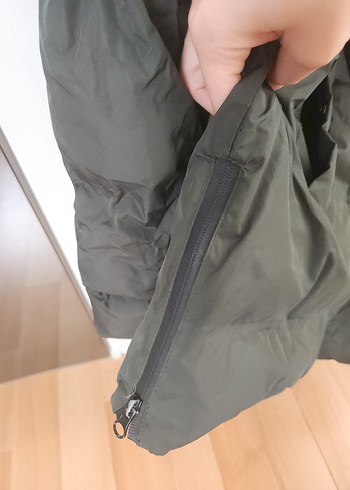 Yeşil Kapüşonlu Kadın Kışlık Mont - Görsel 4