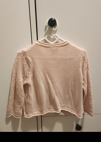 Nakışlı Bej Kız Çocuk Triko Hırka - Görsel 3