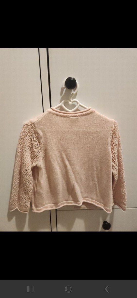 Nakışlı Bej Kız Çocuk Triko Hırka - Görsel 3