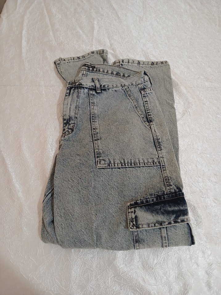 Erkek Baggy Kargo Cep Kot Pantolon - Görsel 5