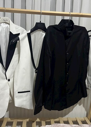 Erkek Siyah Beyaz Takım Elbise Smokin - Görsel 8