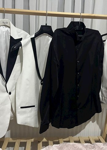 Erkek Siyah Beyaz Takım Elbise Smokin - Görsel 7