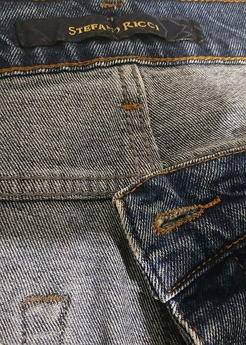 Stefano Ricci Düğmeli Erkek Lacivert Denim Pantolon - Görsel 7